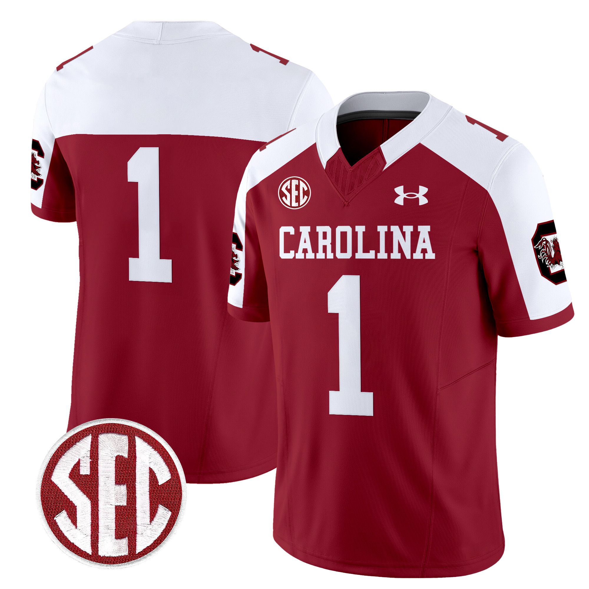 Men South Carolina Gamecocks #1 No Name Red 1980 Throwback Vapor Limited 2024 NCAA Jersey style 1->ncaa teams->NCAA Jersey